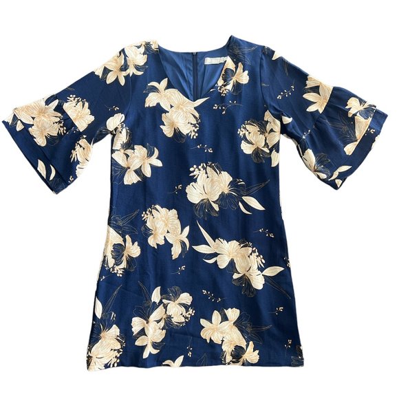 BELONGSCI Women's 2023 Summer Dress Sweet & Cute V-Neck Bell Sleeve Sz L - Picture 2 of 7